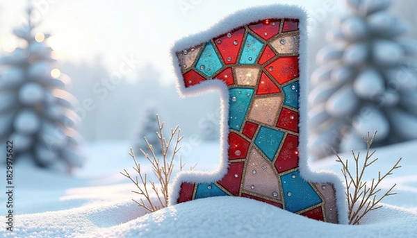 Fototapeta Greeting card for those whose birthday falls on the first of the winter month OR the first day of the New Year