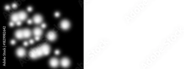 Fototapeta Abstract background with blurred white bokeh light spot pattern on black isolated on transparent background