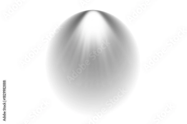 Fototapeta Abstract sphere shape with soft light rays emanating from the top isolated on transparent background