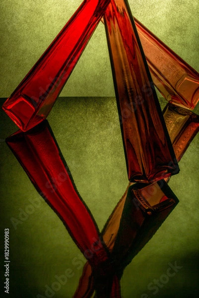 Obraz Abstract composition of glass objects on a reflective surface