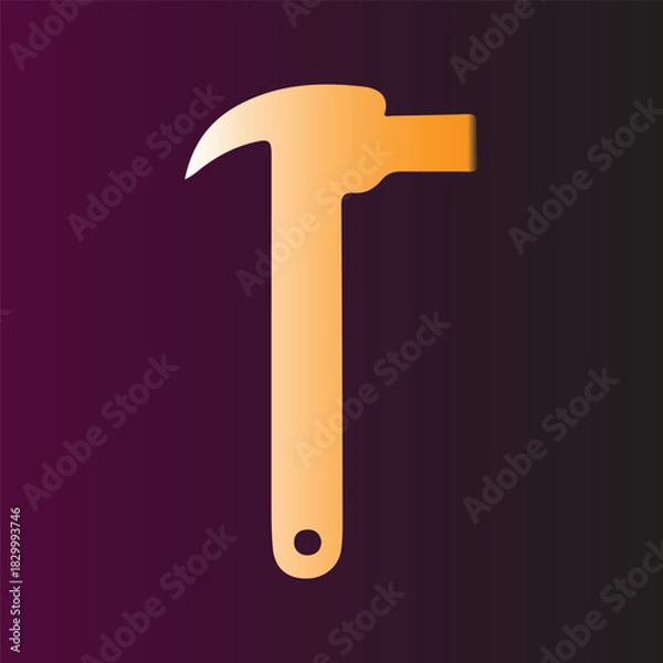 Obraz Illustration of a golden hammer on a dark purple gradient background
