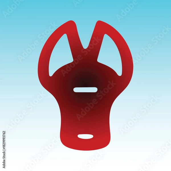 Obraz Red abstract shape with rounded edges on a gradient blue background