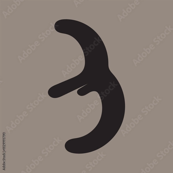 Obraz Stylized number three in black on a gray background, simple and modern