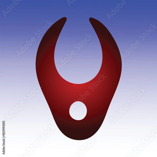 Obraz Abstract red crescent shape with a hole on a gradient blue background
