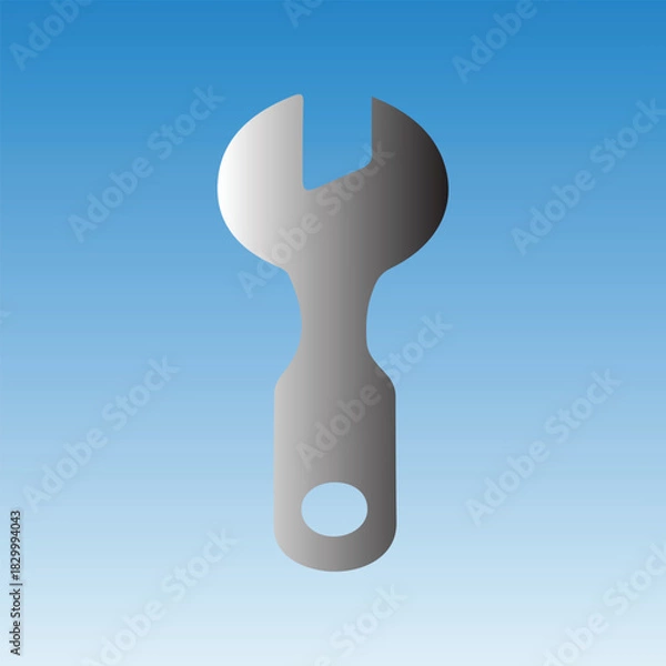 Obraz Silver wrench tool on blue gradient background for repair and maintenance