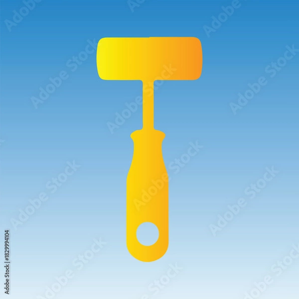 Obraz Golden paint roller icon on blue gradient background for painting work