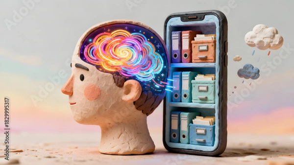 Obraz Digital Memory and Brain-Cloud Data Storage