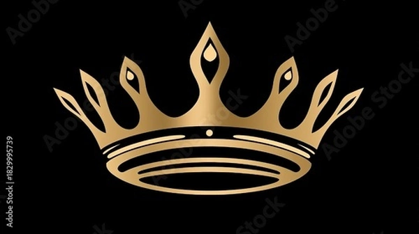 Obraz Golden Crown Icon on Black Background for Royal and Luxury Designs