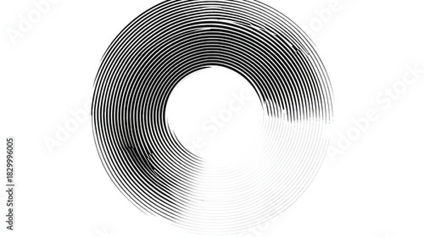 Obraz Abstract Circular Black and White Line Art for Graphic Design