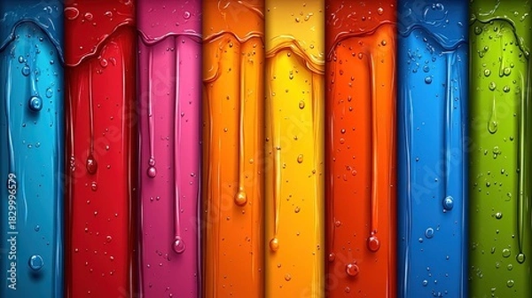 Obraz Vivid Colorful Paint Streaks with Bubbles for Design Backgrounds