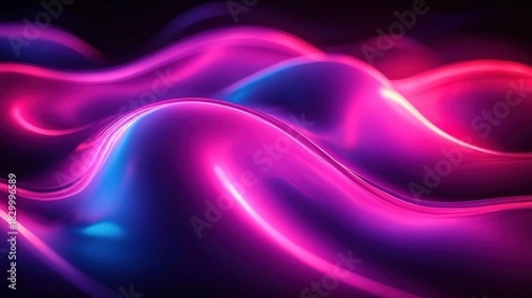Obraz Vibrant Neon - Colored Flowing Wave Background for Digital Design