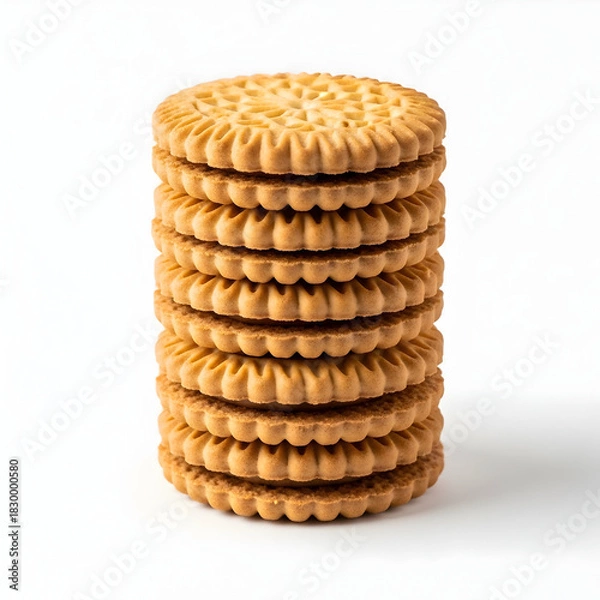 Fototapeta Stack of Round Biscuits with Decorative Pattern