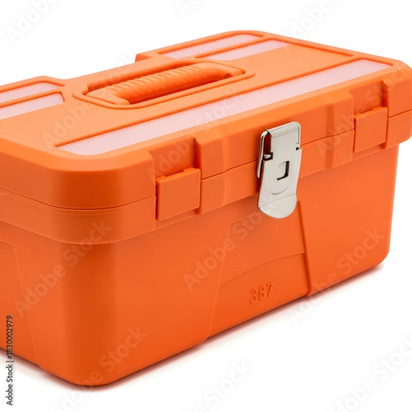 Obraz Bright Orange Plastic Toolbox with Metal Latch