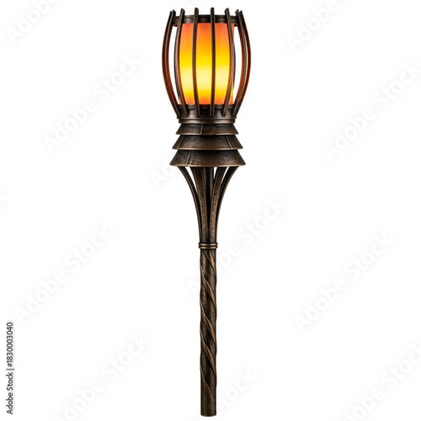 Obraz Ornate Bronze Torch with Flickering Flame Light