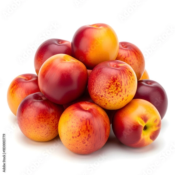 Obraz A Pile of Fresh Nectarines on a White Background