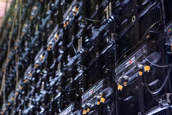 Obraz projection screen, rear view of connections