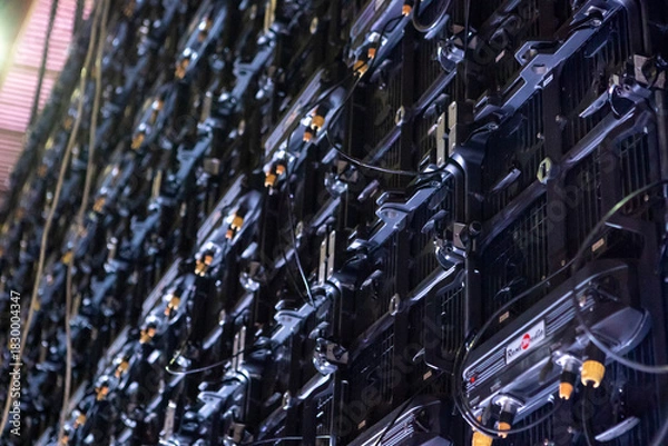 Obraz projection screen, rear view of connections