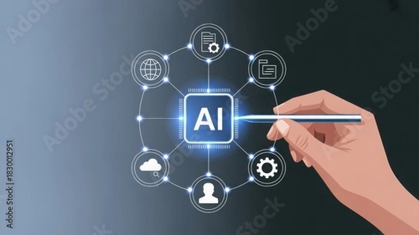 Obraz AI concept with hand interacting