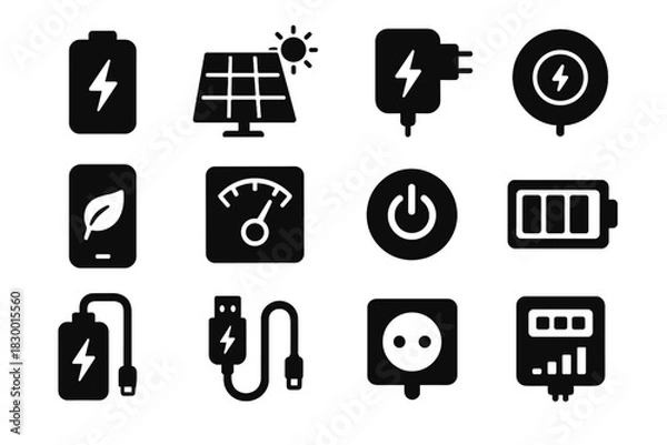 Obraz Source charging power saver icon pad energy vector icons battery panel socket