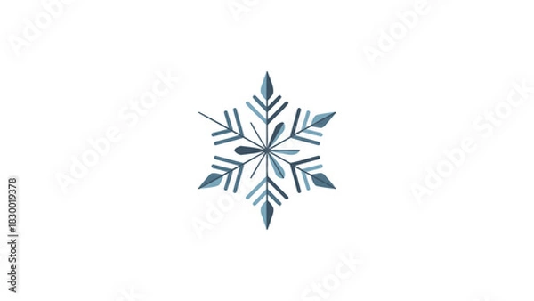 Obraz Delicate watercolor snowflake illustration with intricate geometric patterns and soft blue and white tones on a clean background