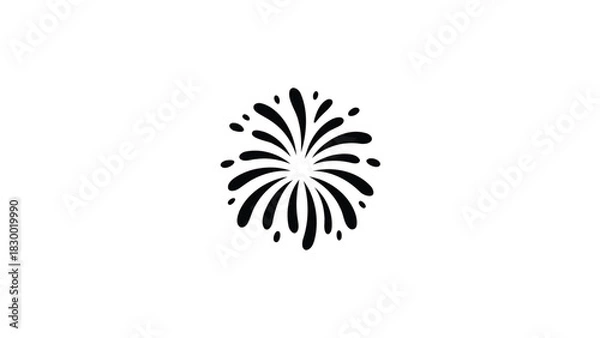 Obraz Simple black ink stylized firework explosion graphic design element isolated on white background