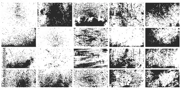 Fototapeta Collection of 16 monochrome grunge distressed texture overlays