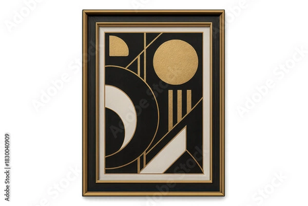 Fototapeta Art Deco geometric abstract framed artwork, isolated on transparent background