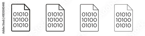 Obraz File Binary icon with Editable Strokes in thin to bold line styles