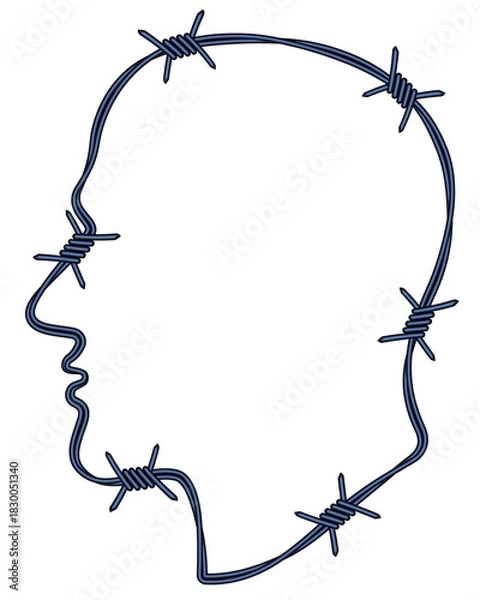 Obraz Barbed wire human head