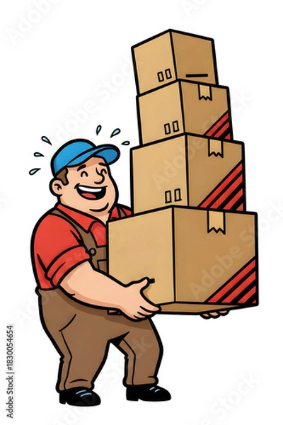 Obraz warehouseman carries boxes