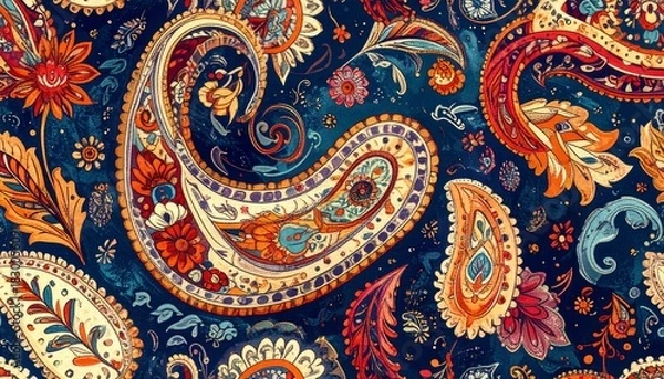 Fototapeta Continuous paisley pattern for digital textile printing