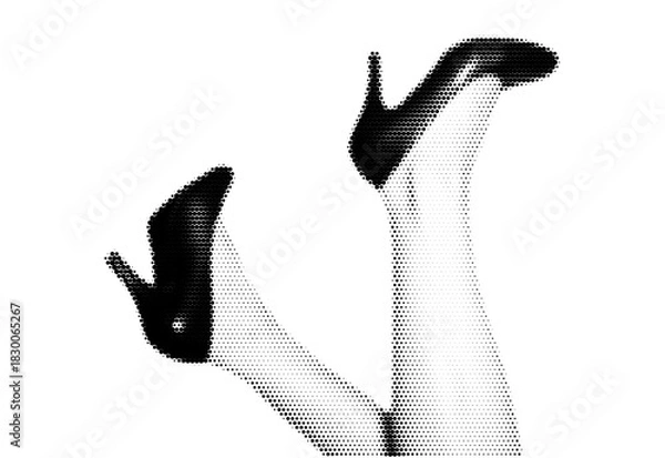 Obraz Halftone Stipple Effect Illustration of Elegant High Heels and Female Legs in Retro Aesthetic
