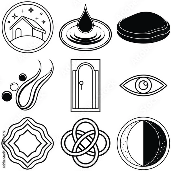 Fototapeta Abstract circular house logo with geometric elements