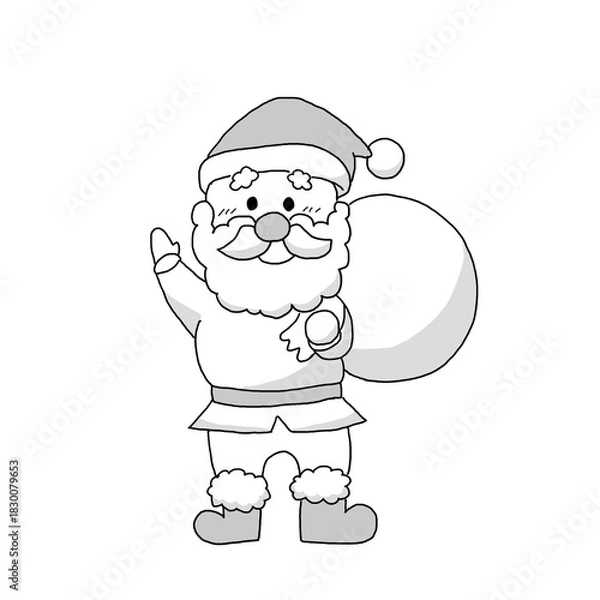 Fototapeta サンタクロースのモノクロイラスト