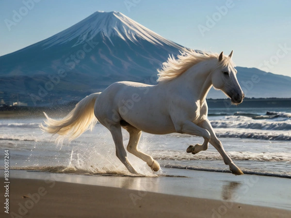 Fototapeta A thoroughbred sprinting at full speed.