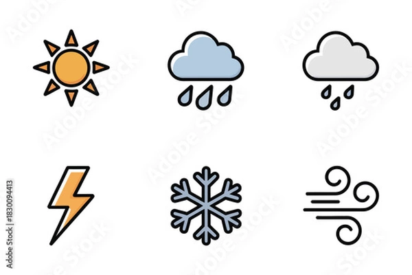 Fototapeta Collection of weather icons representing different conditions