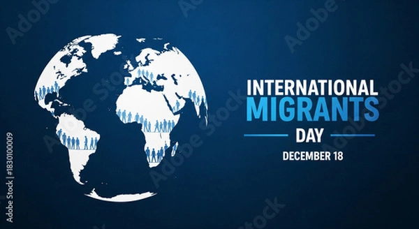 Fototapeta Global unity concept for International Migrants Day celebrated December 18, showing diverse people across world, conveying hope, compassion, and global community support