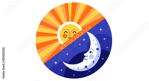 Fototapeta Celebrate winter solstice with sunshine and moonlight, a time for reflection and renewal, welcoming the changing seasons with warmth and light during the year's darkest days