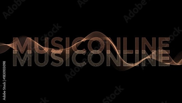 Fototapeta Music Online Text with Abstract Wave