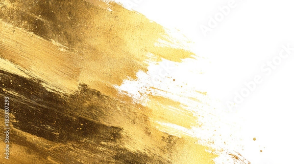 Fototapeta 白背景に広がる金色ブラシストロークの抽象背景フレーム
