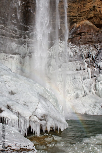 Obraz Toccoa Falls frozen in winter, Toccoa, Georgia, USA.
