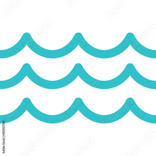 Fototapeta Stylized Turquoise Waves Pattern On Transparent Background Abstract Aqua Blue Ocean Ripples Simple Graphic Element