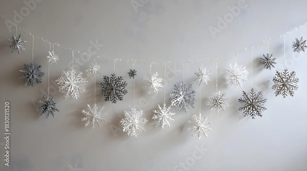 Obraz Soft monochrome snowflake decor on neutral wall