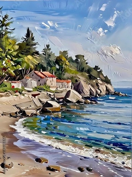 Obraz  Seascape with houses