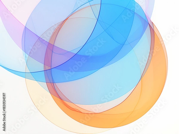 Obraz パステルカラーの円が優しく重なり合う抽象的なアート