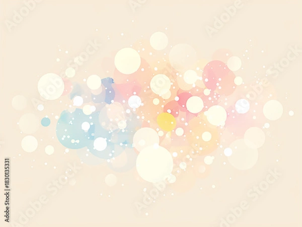 Obraz パステルカラーの円形ボケが重なり合う幻想的な抽象背景