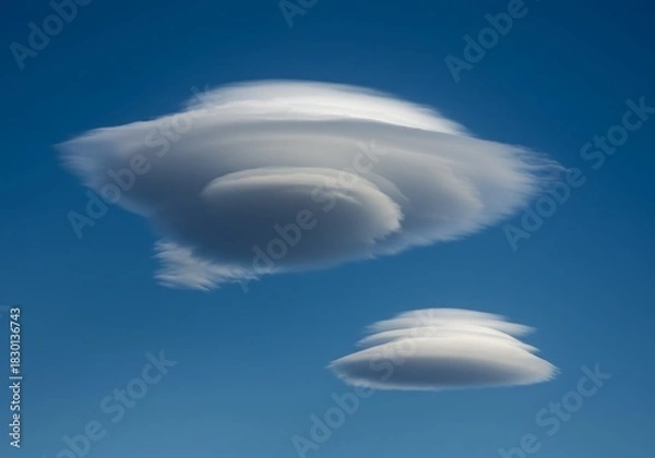 Obraz Unusual cloud formations against a clear blue sky background with natural light