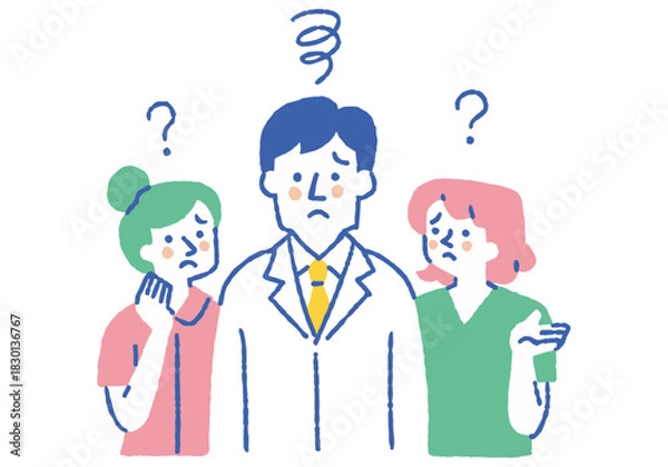 Fototapeta Doctor and nurses looking puzzled_color