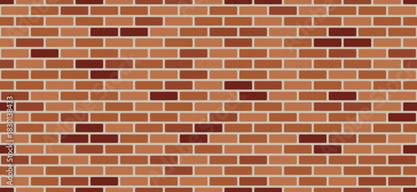 Obraz Red brick wall Background. Panorama format. Texture seamless pattern. Vector illustration