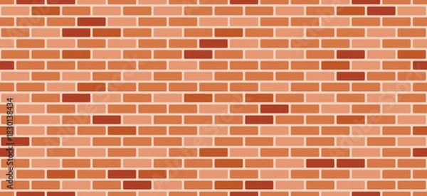 Obraz Red brick wall Background. Panorama format. Texture seamless pattern. Vector illustration